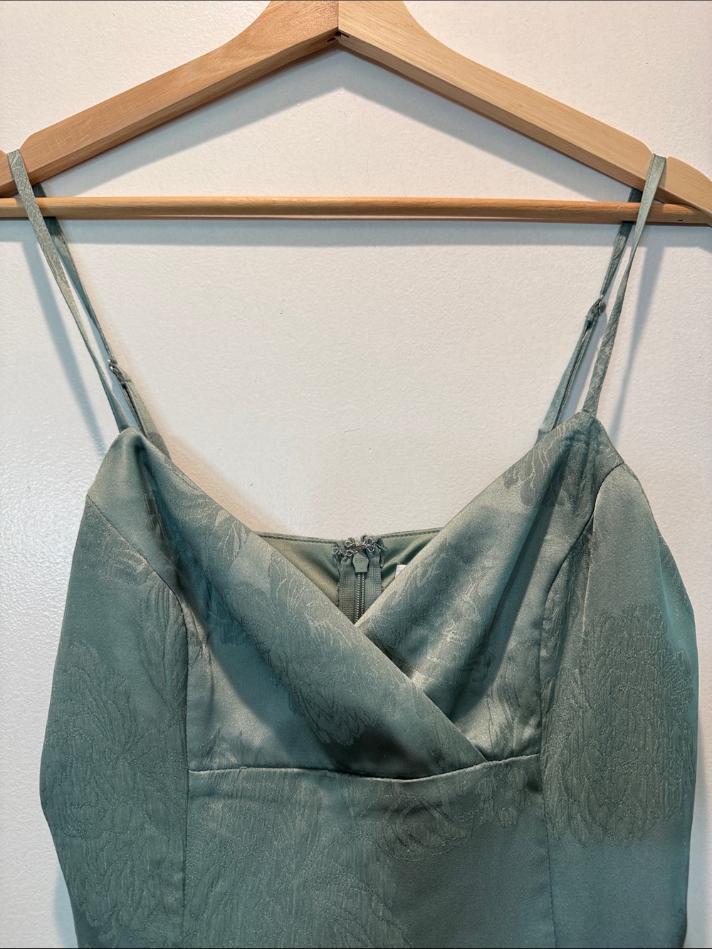 Alter’d State Satin Slip Dress with Ruffle Hem - Sage Green - Picture 5 of 16